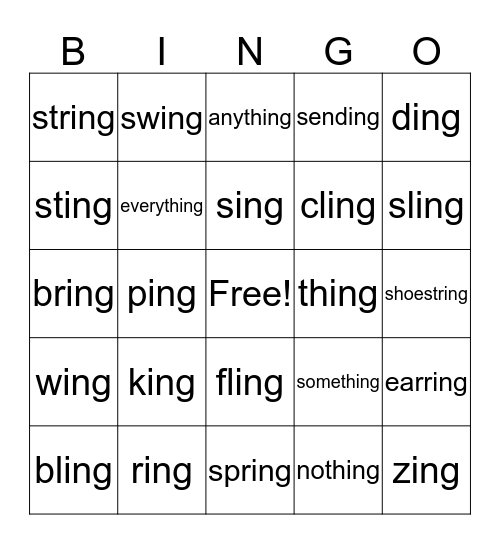 _ing Familes Bingo Card