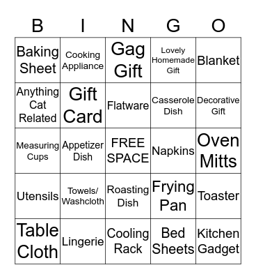 Adèle's Bridal Shower Bingo Card