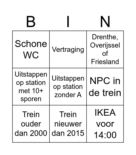 Treindobbelbingo Card