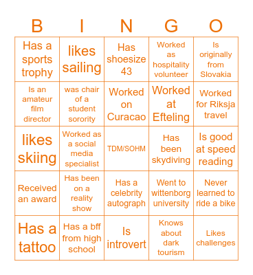 Bingo - Find someone who Bingo Card
