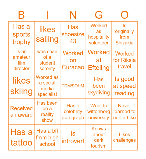 Bingo - Find someone who Bingo Card