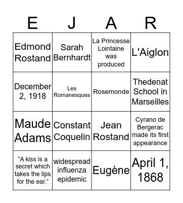 Edmond Rostand Bingo Card