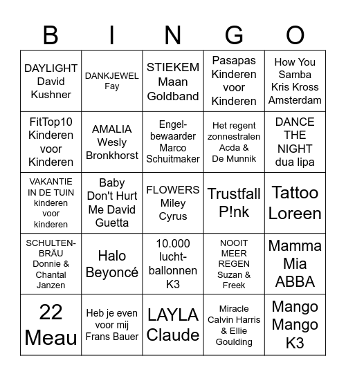 Eindkamp Muziekbingoooooooo 2023 Bingo Card