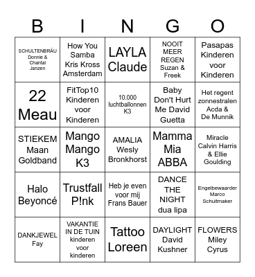 Eindkamp Muziekbingooooooooo 2023 Bingo Card