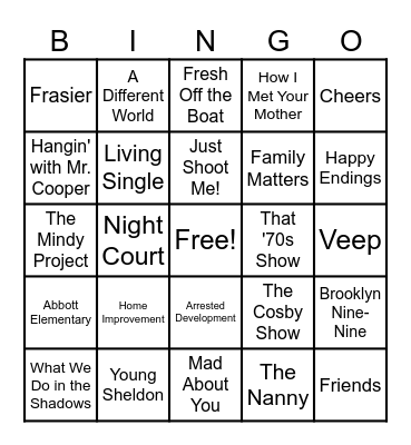 01 - TV SHOWS HM Bingo Card