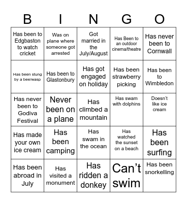Find Someone who ........ Bingo Card