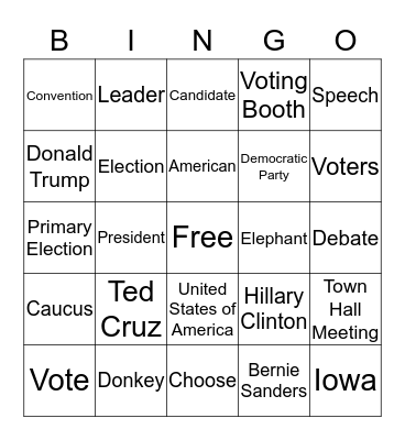 Political Parties Bingo Card