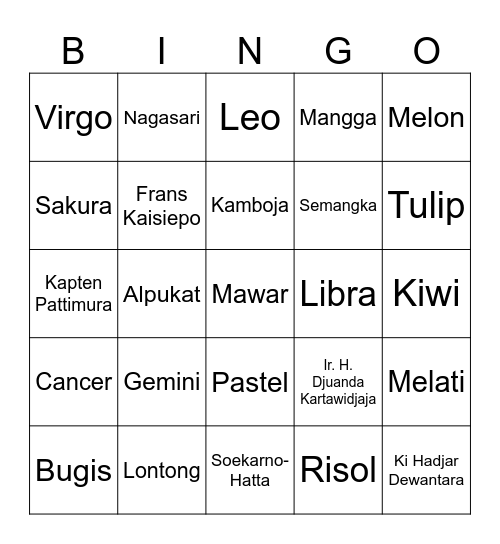 Bingonya Siyeon! Bingo Card