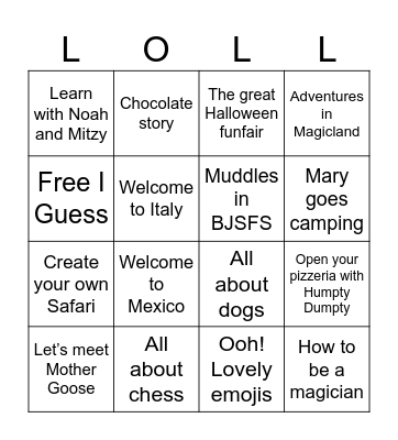 Old Mac Donald magazines Bingo Card