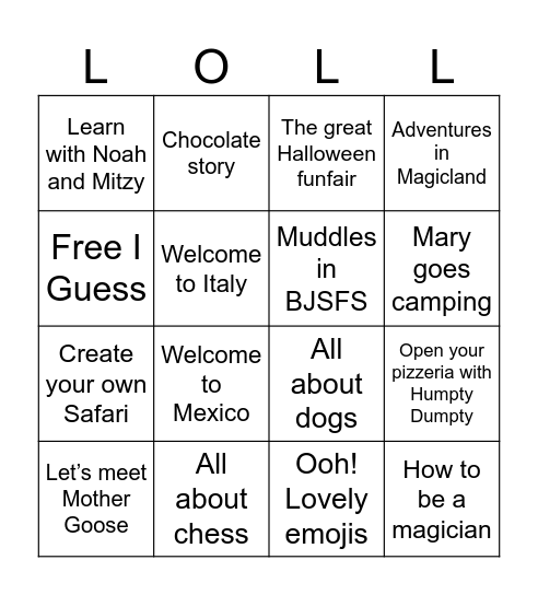 Old Mac Donald magazines Bingo Card