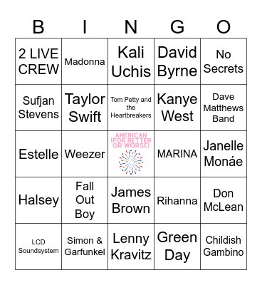 july- america Bingo Card