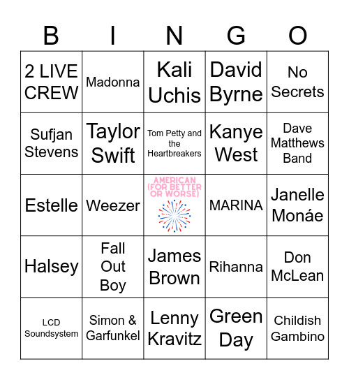july- america Bingo Card