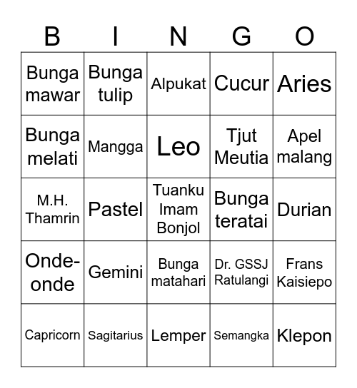 @chyeewon Bingo Card