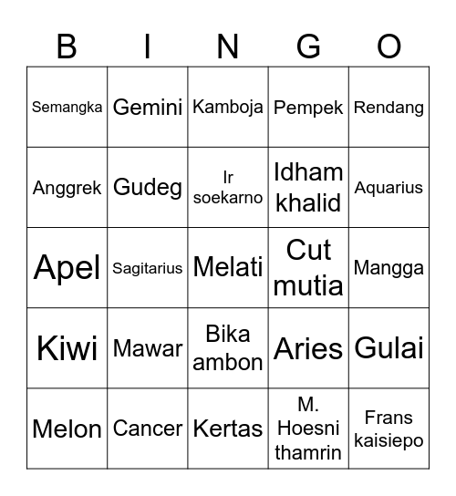 Untitled Bingo Card