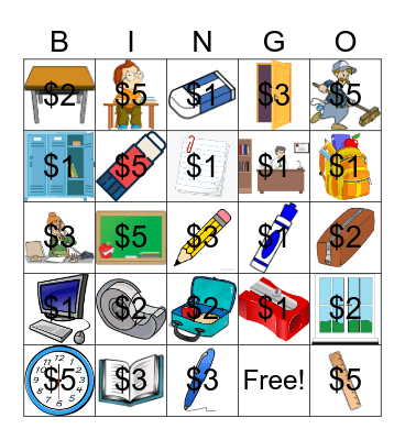 School Bingo Card