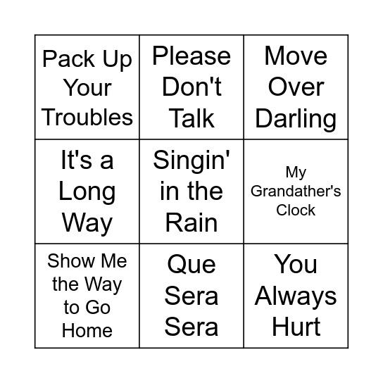 MUSIC BINGO Card