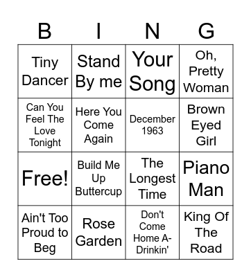 Music Bingo Part 8 Bingo Card