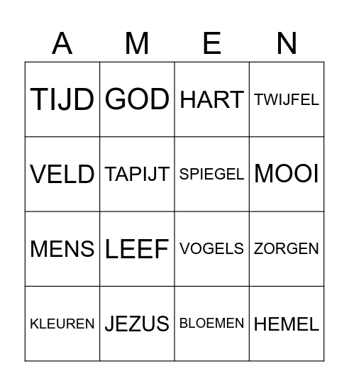 Dienst in de kas Bingo Card
