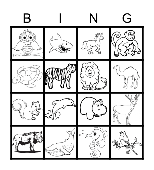 ANIMALS Bingo Card