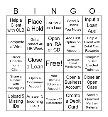 Banker Bingo Card