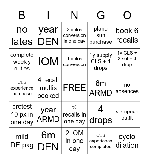 July Bingo Card