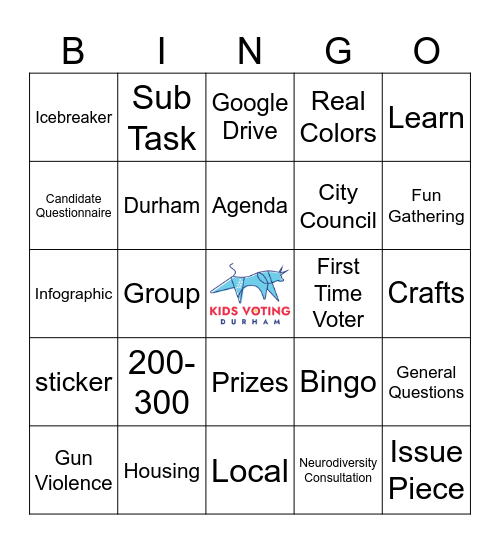July 12th Meeting Bingo Card