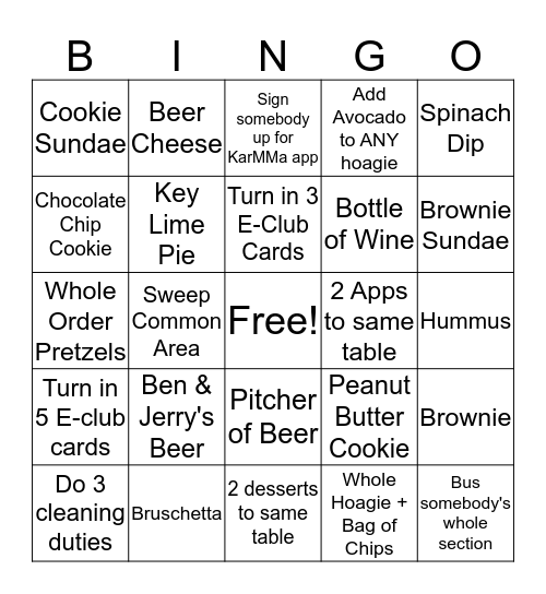 Get it Bingo Card