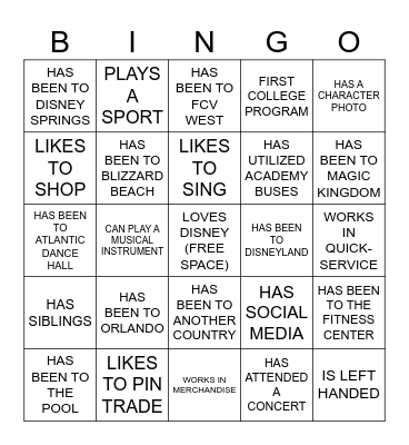 GET TO KNOW YOU Bingo Card