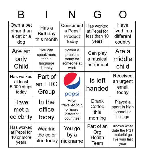 SC&O Bingo Card