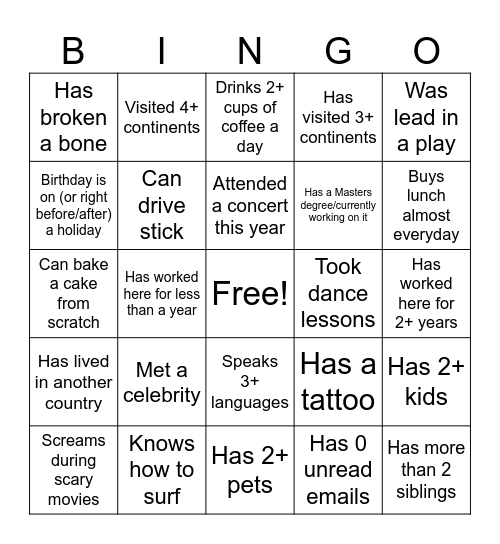 DV/HT Bingo Card