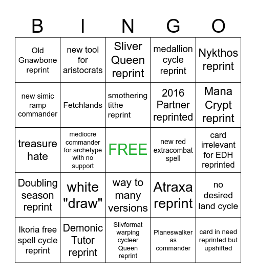 Commander Masters Bingo Card