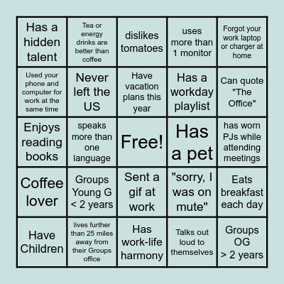 TNT Ops Legends Bingo Card