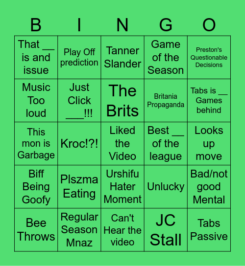 Pokemon Video Bingo Card