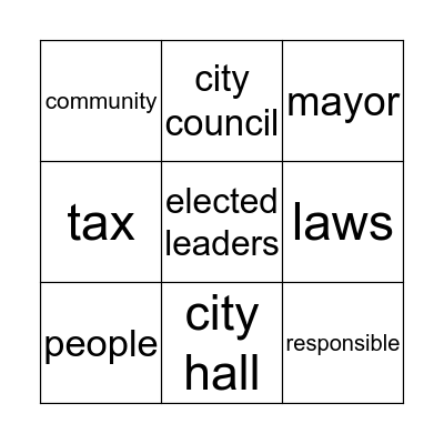 Local Government Bingo Card