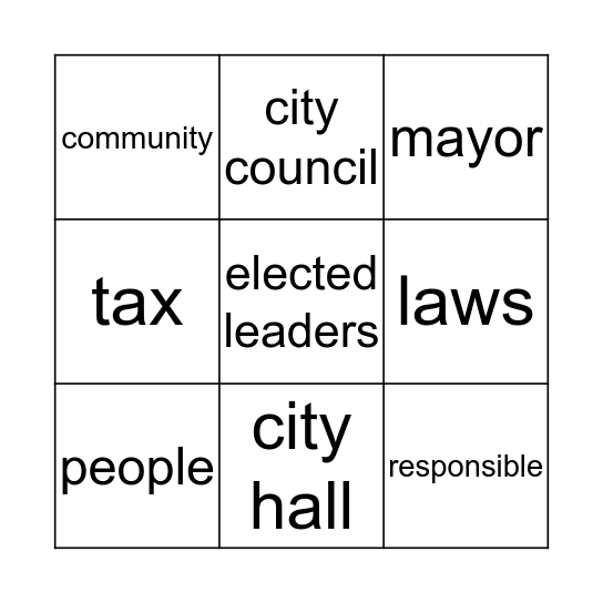 Local Government Bingo Card