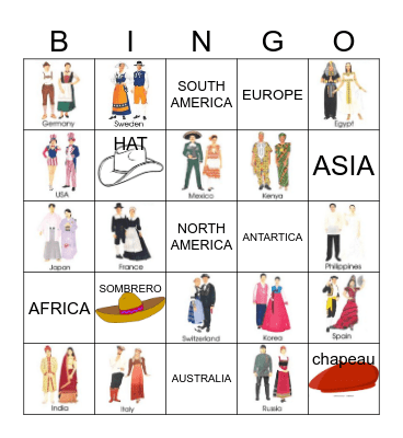 TRADITIONAL COSTUMES AROUND THE WORLD Bingo Card