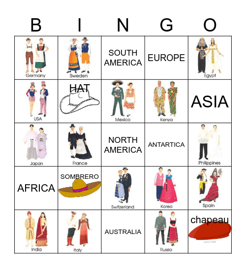 TRADITIONAL COSTUMES AROUND THE WORLD Bingo Card