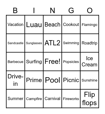 Summer Bingo Card