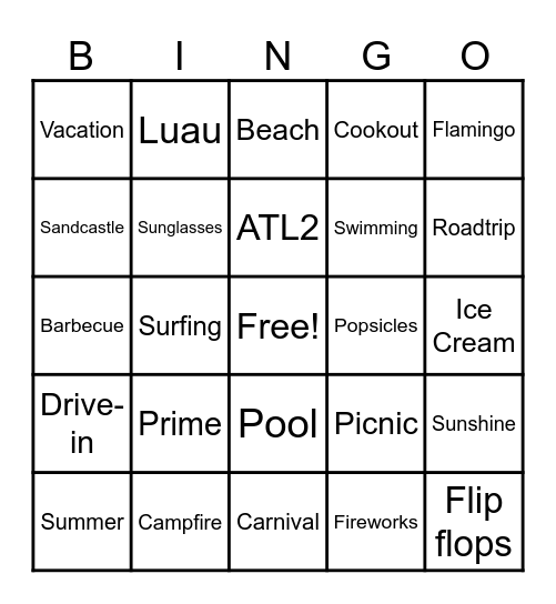 Summer Bingo Card