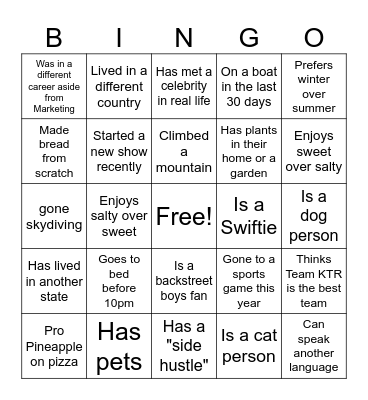 Team KTR Bingo Card