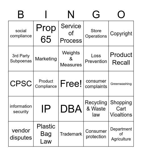 Lit/Reg Bingo Card Bingo Card