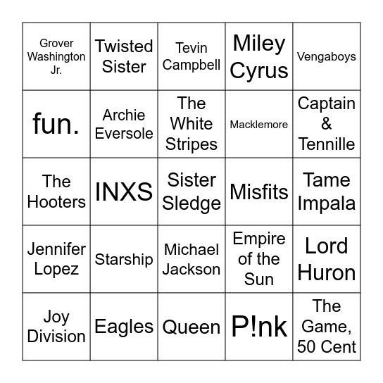 We/Us Bingo Card