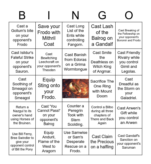 MTG LOTR Flavor Bingo Card