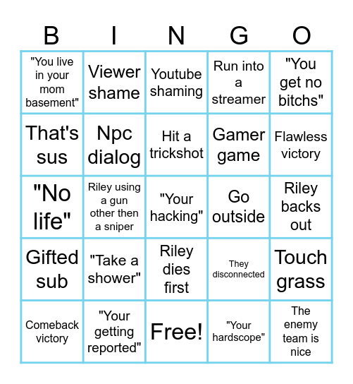 The Riley Bingo Card