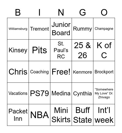 50th Wedding Anniversary Bingo Card