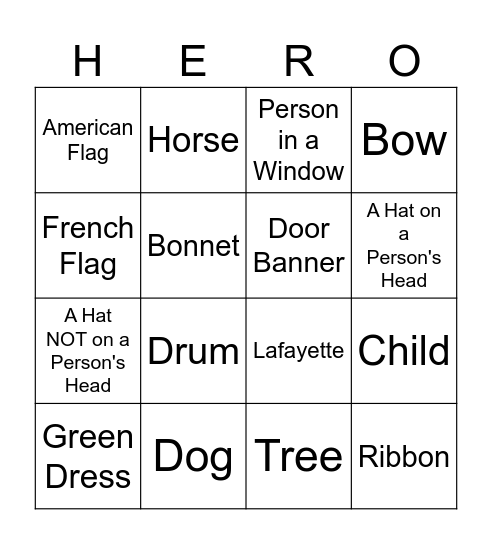 "The Hero's Return" Bingo Card