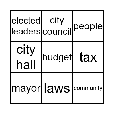 Local Government Bingo Card