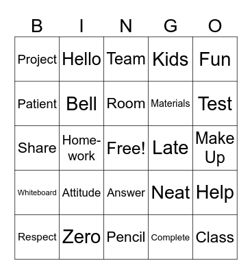 Syllabus and Class Rules Bingo Card