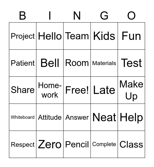 Syllabus and Class Rules Bingo Card