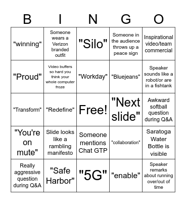 Webcast Bingo Card
